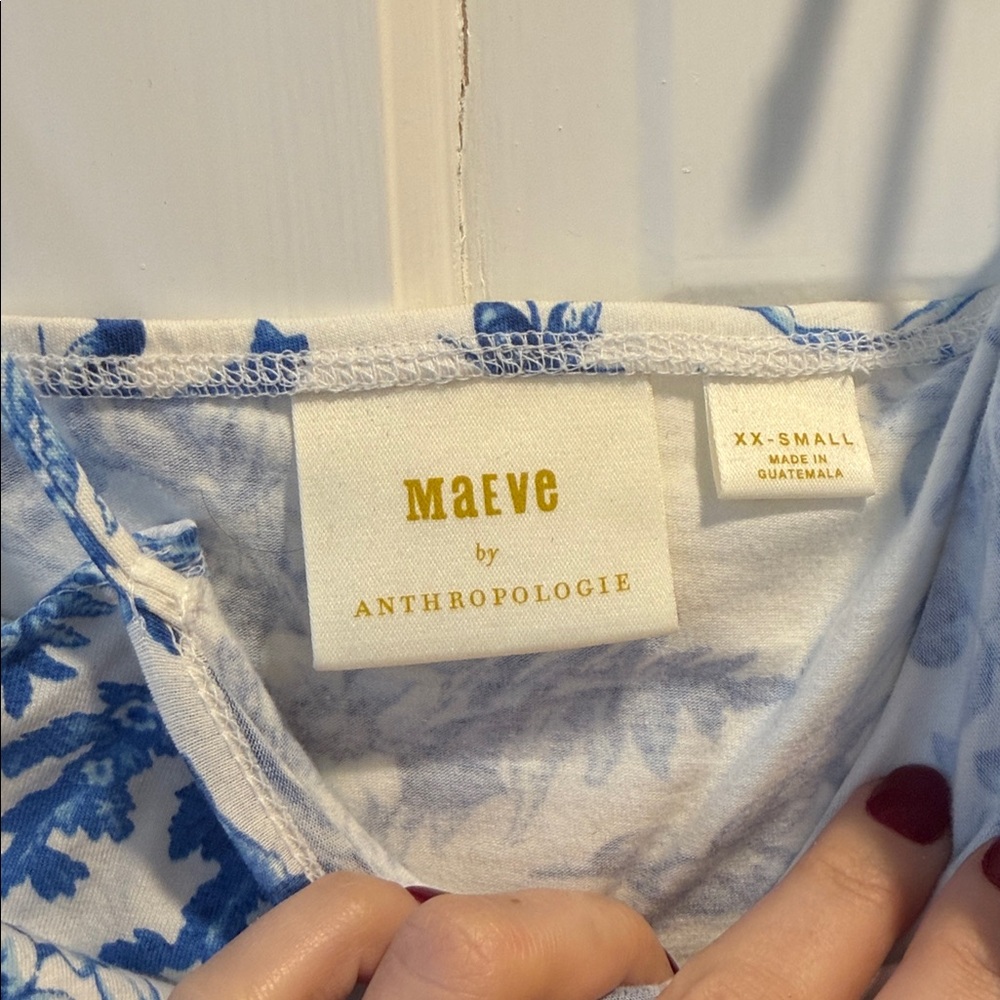 Anthropologie Maeve Shirred Tie-Shoulder Boho Toile shirt - Picture 3 of 3